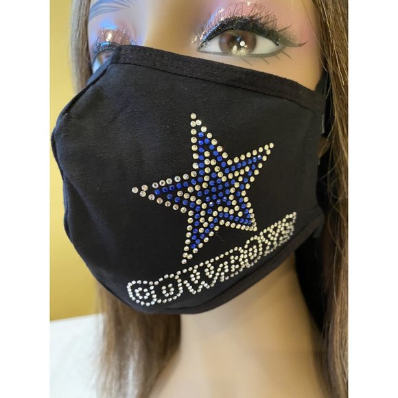 Dallas COWBOYS Bling Face Mask with Adjustable Ear Loops - Picture 5 of 10